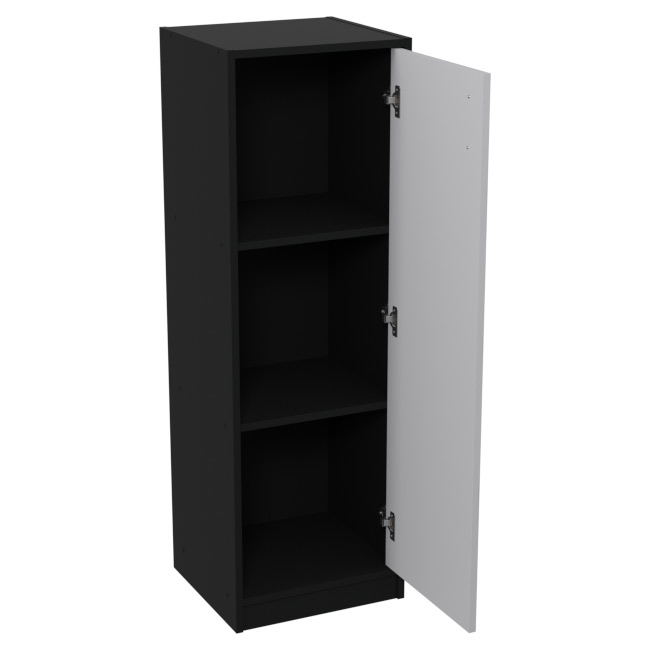 Шкаф для офиса СБ-61+ДВ-61 цвет Черный + Серый 40/37/123 см