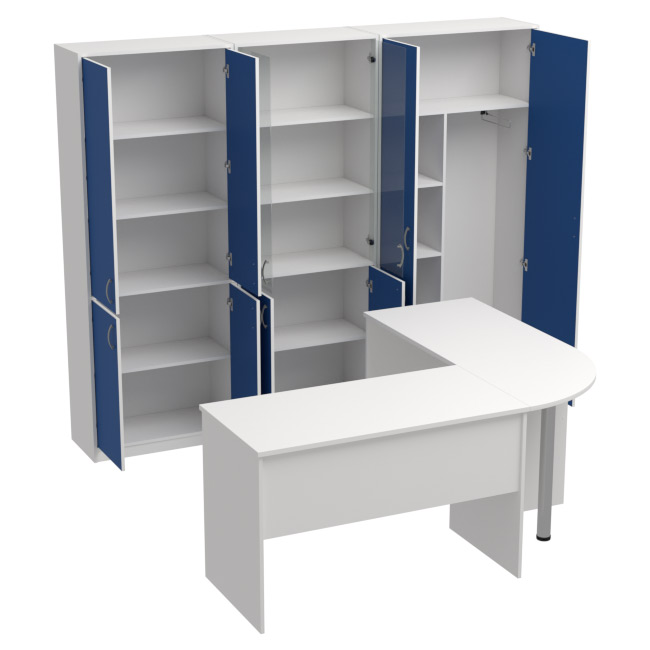 Комплект офисной мебели КП-11 цвет Белый+синий
