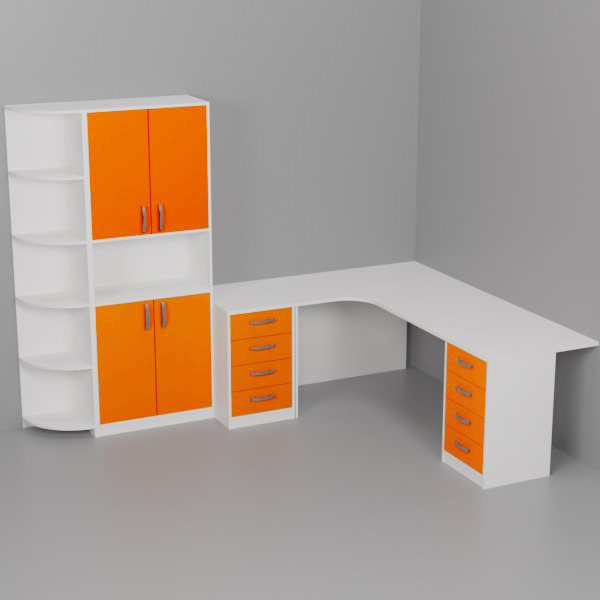 Комплект офисной мебели КП-19 цвет Белый+Оранж