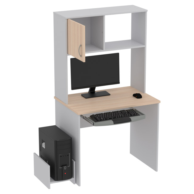 Компьютерный стол КП-СК-6 цвет Серый+Дуб Молочный 90/60/163 см