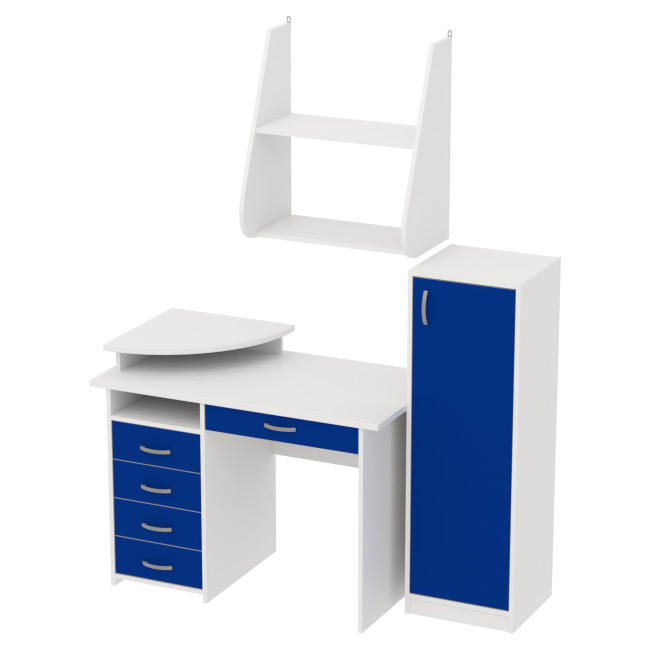 Комплект офисной мебели КП-14 цвет Белый+Синий
