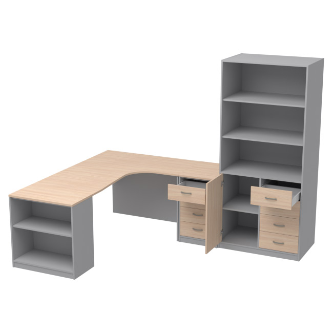 Комплект офисной мебели КП-21 цвет Серый+Дуб Молочный