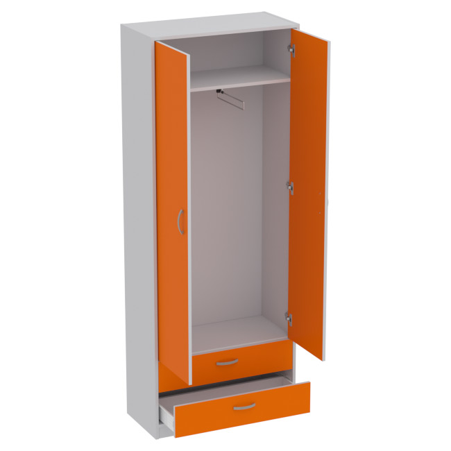 Шкаф для одежды ШО-37 цвет Серый+Оранжевый 77/37/200 см