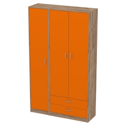 Шкаф для одежды ШО-37+СБ-2/З цвет Дуб крафт+Оранж 117/37/200 см