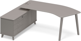 Стoл руководителя эргономичный левый с тумбой опорной Мокко премиум ТМ М1 125 МП МП МП 216,4/159,2/75,6