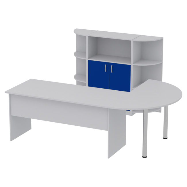 Комплект офисной мебели КП-13 цвет Серый+Синий