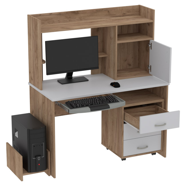 Компьютерный стол КП-СК-1 цвет Дуб Крафт+Серый120/60/141 см