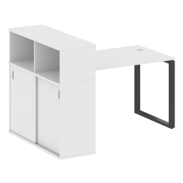 Рабочая станция на О-образном м/к с опорным шкафом-купе METAL SYSTEM БО.РС-СШК-3.2 Белый Антрацит