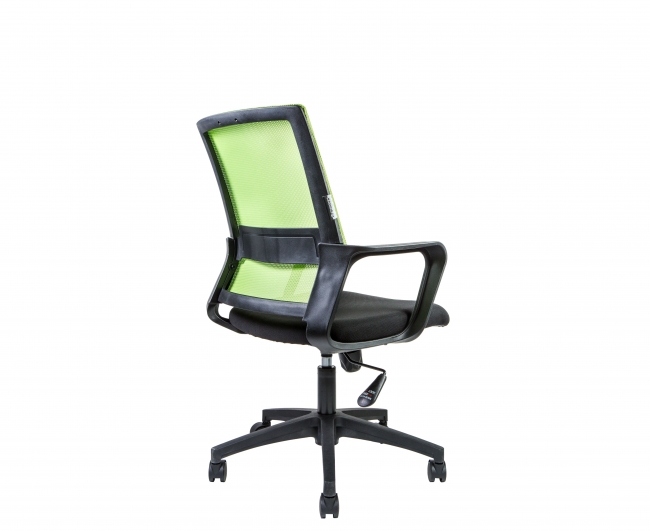 Офисное кресло эконом Бит LB черный пластик / зеленая сетка / черная ткань