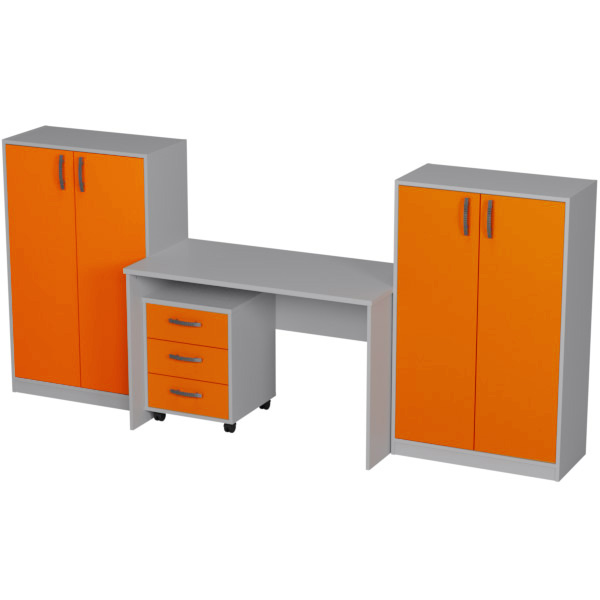 Комплект офисной мебели КП-20 цвет Серый+Оранж
