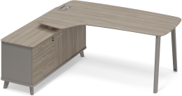 Стoл руководителя левый эргономичный с тумбой Мокко-Вяз ТМ М1 121 МП ВЛ ВЛ 196,4/161,2/75,6