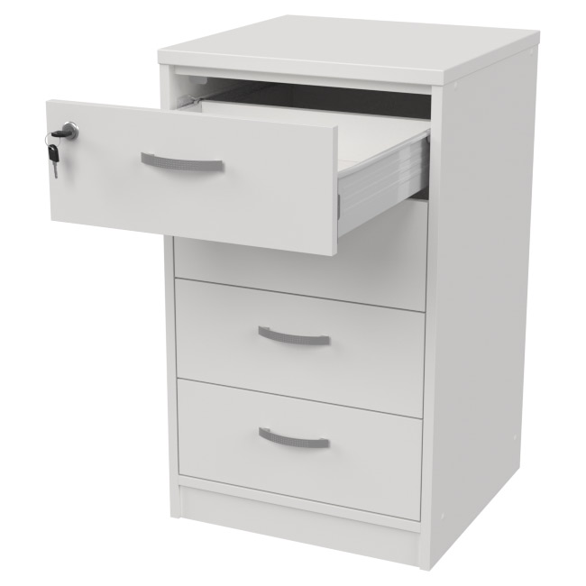Офисная приставная тумба ТС-27+С46 цвет Белый с замком 45/44/76 см