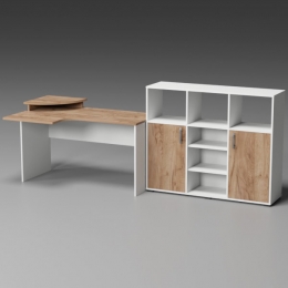 Комплект офисной мебели КП-9 цвет Белый+Дуб Крафт