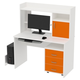 Компьютерный стол цвет Белый+Оранжевый КП-СК-1 120/60/141 см