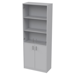 Офисный шкаф ШБ-3+А-5+С-28М прозр. цвет Серый 77/37/200 см