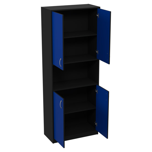 Шкаф для офиса ШБ-4 цвет Черный + Синий 77/37/200 см