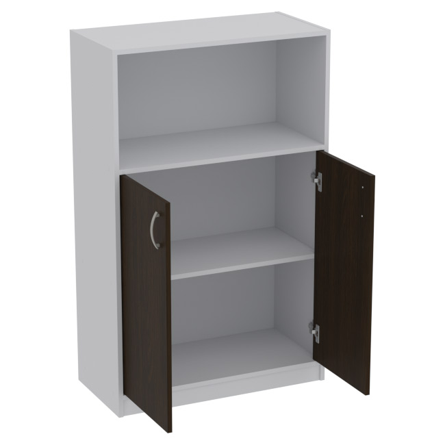 Офисный шкаф СБ-63 цвет Серый+Венге 77/37/123 см