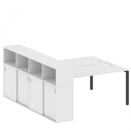 Стол письменный на П-образном м/к с опорным шкафом-купе 201/233/109 METAL SYSTEM БП.РС-СШК-4.4 Белый-Антрацит