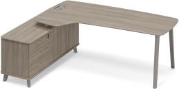 Стoл руководителя эргономичный на опорной тумбе левый Вяз либерти ТМ М1 123 ВЛ ВЛ ВЛ 216,4/161,2/75,6