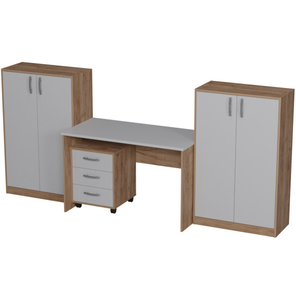 Комплект офисной мебели КП-20 цвет Дуб Крафт+Серый