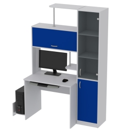 Компьютерный стол КП-СК-13 графит цвет Серый+Синий 130/60/202 см