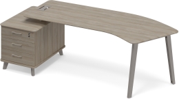 Стол руководителя левый эргономичный на тумбе малой Вяз либерти ТМ М1 131 ВЛ ВЛ ВЛ 245,8/100/75,6