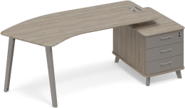 Стол эргономичный на тумбе малой правый Вяз-Мокко ТМ М1 130 ВЛ ВЛ МП 225,8/100/75,6