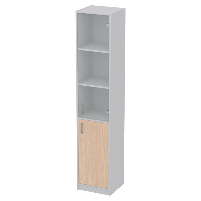 Офисный шкаф СБ-3+А5 матовый цвет Серый+Дуб 40/37/200 см