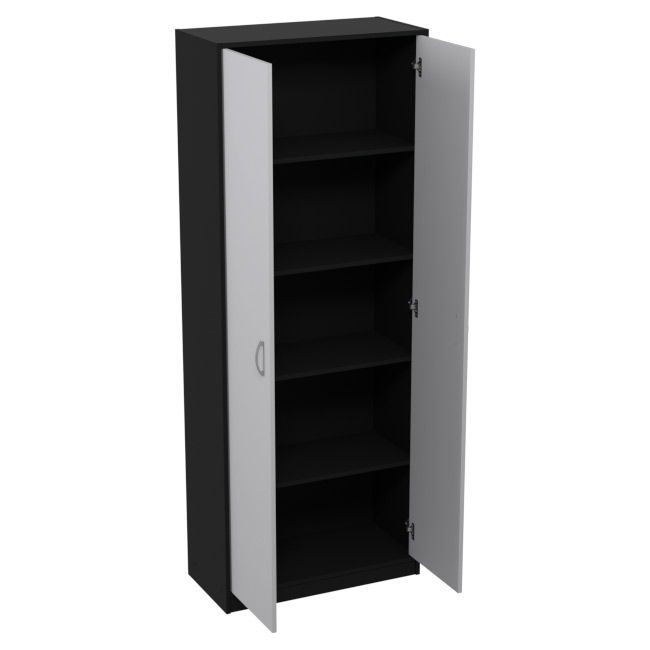 Шкаф для офиса ШБ-2 цвет Черный + Серый 77/37/200 см