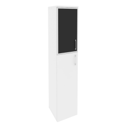 Шкаф высокий узкий левый O.SU-1.7 R L black Белый бриллиант 40/42/197