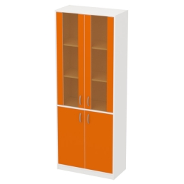 Офисный шкаф ШБ-3+ДВ-62 тон. бронза цвет Белый+Оранж 77/37/200 см