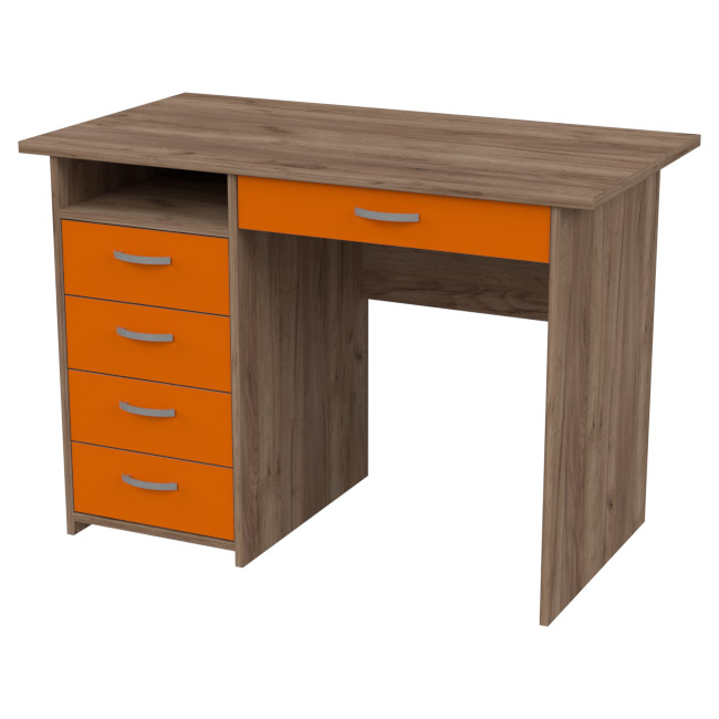 Cтол с тумбой СТ-46Л цвет Дуб Крафт+Оранжевый