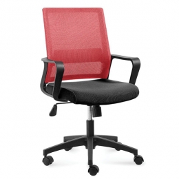 Офисное кресло эконом Бит LB Красный черный пластик / красная сетка / черная ткань