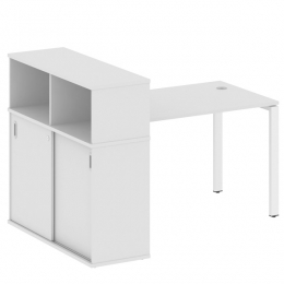 Стол письменный на П-образном м/к с опорным шкафом-купе 161 METAL SYSTEM БП.РС-СШК-3.2 Белый