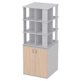 Офисный шкаф ШУВ-3 цвет Серый+Дуб Молочный 77/77/200 см