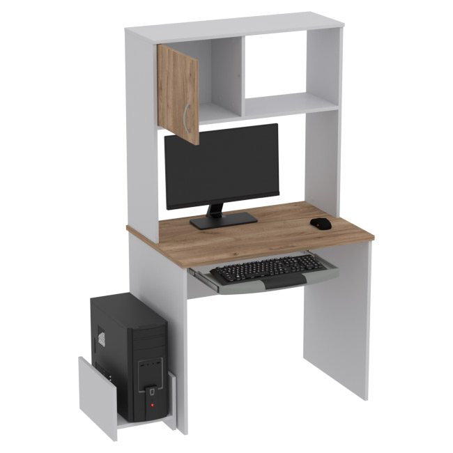 Компьютерный стол КП-СК-6 цвет Серый+Дуб Крафт 90/60/163 см
