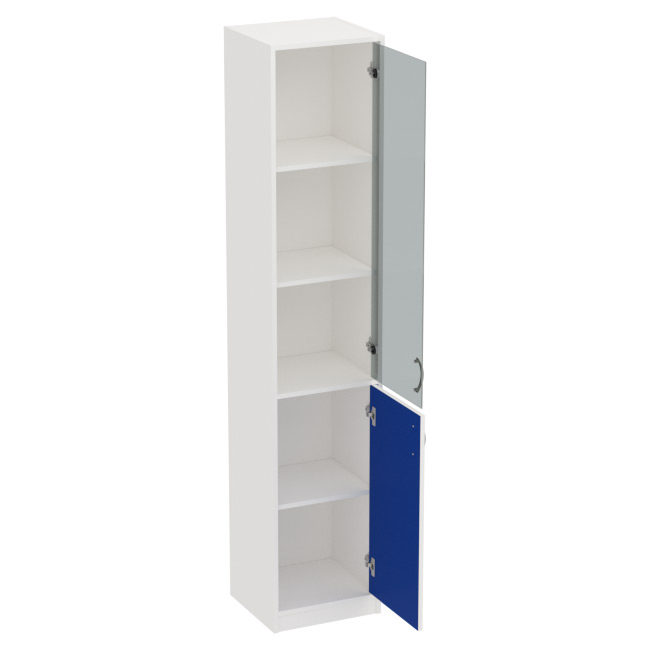 Офисный шкаф СБ-3+А5 графит цвет Белый+Синий 40/37/200 см