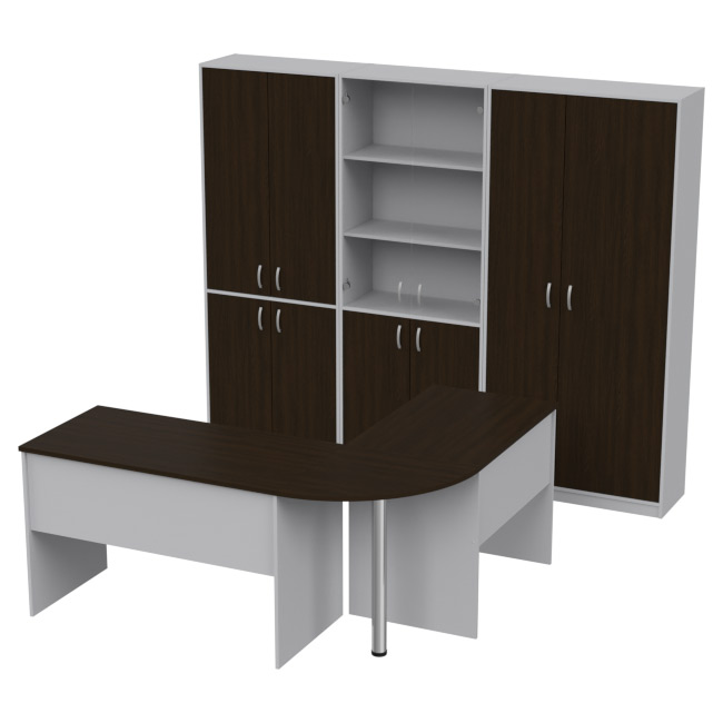 Комплект офисной мебели КП-11 цвет Серый+Венге