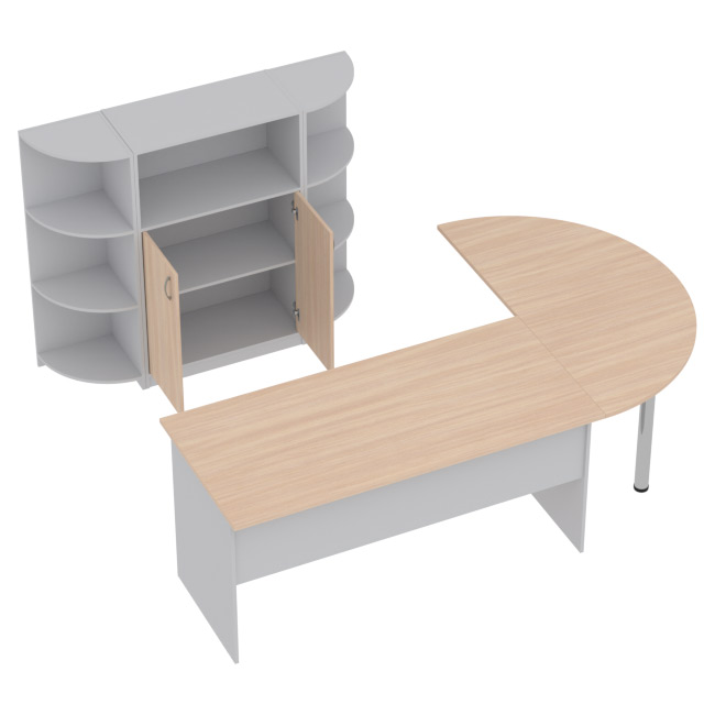 Комплект офисной мебели КП-13 цвет Серый+Дуб Молочный
