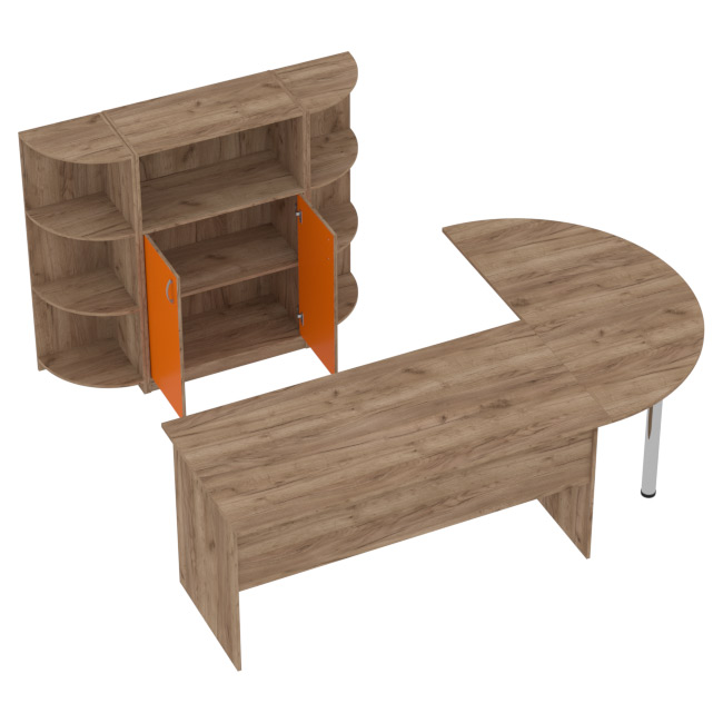 Комплект офисной мебели КП-13 цвет Дуб крафт+Оранж