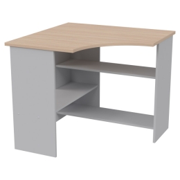 Угловой стол СТУ-21 цвет Серый+Дуб Молочный 90/90/76 см