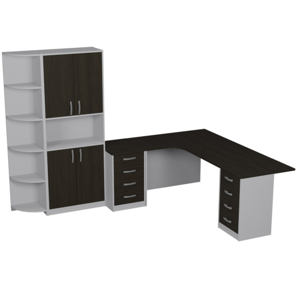 Комплект офисной мебели КП-19 цвет Серый+Венге