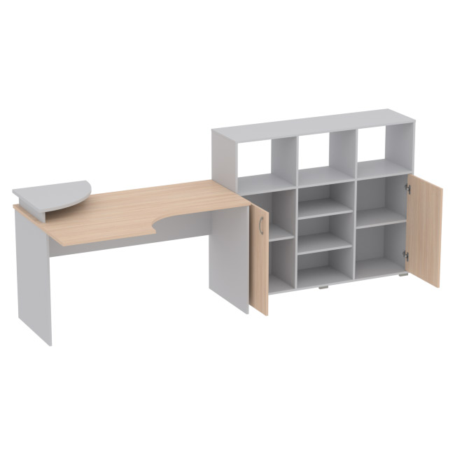 Комплект офисной мебели КП-9 цвет серый+дуб
