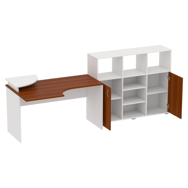 Комплект офисной мебели КП-9 цвет Белый+Орех Итальянский