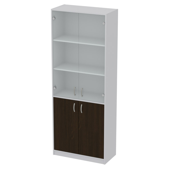 Офисный шкаф ШБ-3+А5 матовый цвет Серый+Венге 77/37/200 см