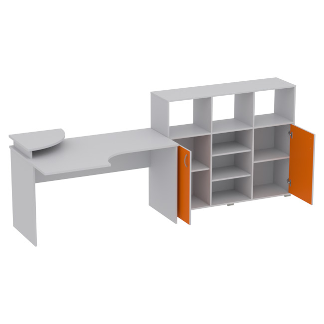 Комплект офисной мебели КП-9 цвет Серый+Оранж