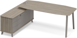 Стол руководителя с опорной тумбой левый Вяз-Мокко ТМ М1 111 ВЛ ВЛ МП 216,4/164,2/75,6