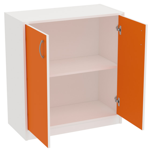 Офисный шкаф СБ-37+ДВ-45 цвет Белый+Оранж 77/37/85 см