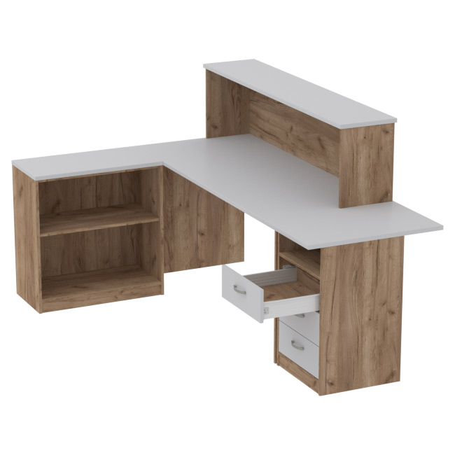 Комплект офисной мебели КП-12 цвет Дуб крафт+серый