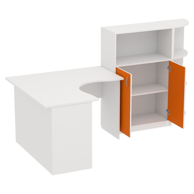 Комплект офисной мебели КП-10 цвет Белый+Оранж